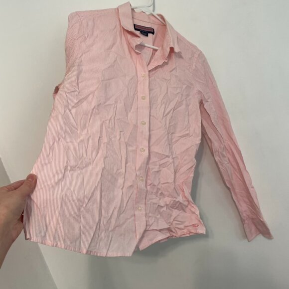 VINEYARD VINES Pink White Vertical Striped Long Sleeve Cotton Button Down Shirt - Picture 8 of 13